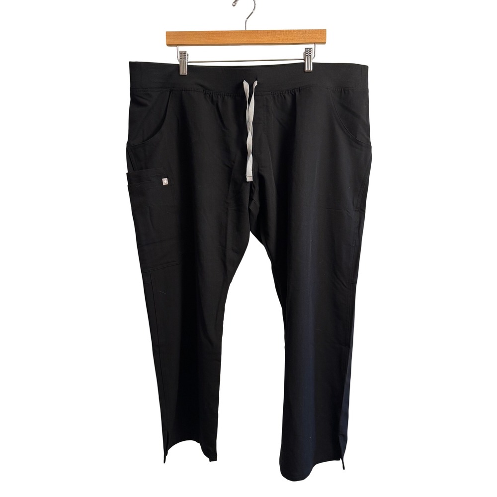 FIGS Kade Cargo Scrub Pants Womens XXL Petite Black Technical W/ Drawstring NWT